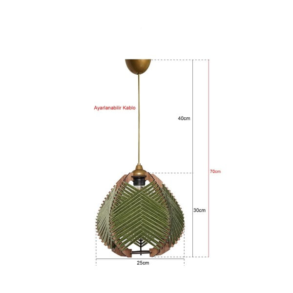Sötétzöld-natúr színű függőlámpa textil búrával ø 25 cm Yola – Opviq lights-image-2