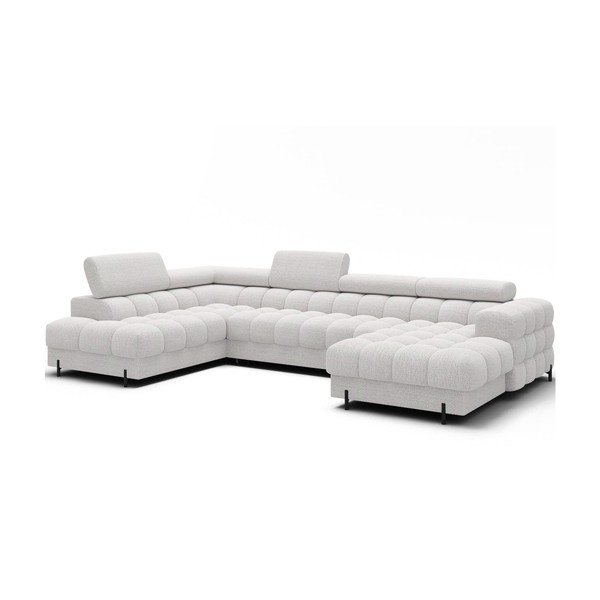 Krémszínű buklé kinyitható sarokkanapé (bal oldali-U alakú) Feraria – ELTAP-image-2