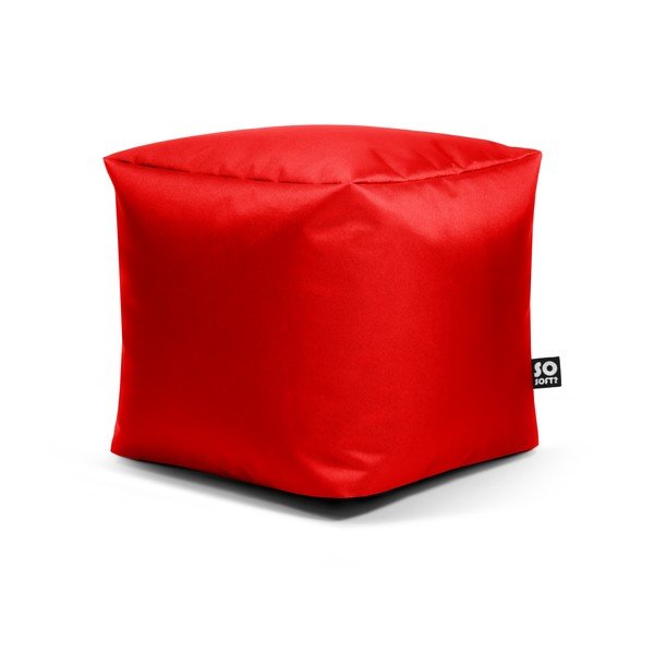 Piros bőrutánzat gyerek babzsákfotel Cube M – So Soft?