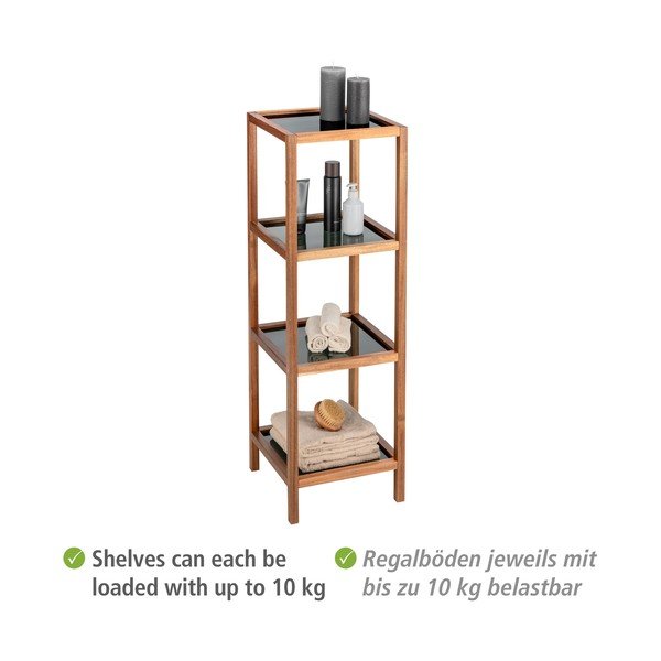 Fekete-natúr színű üveg fürdőszobai polcos állvány 36x112 cm Fondi – Wenko-image-4