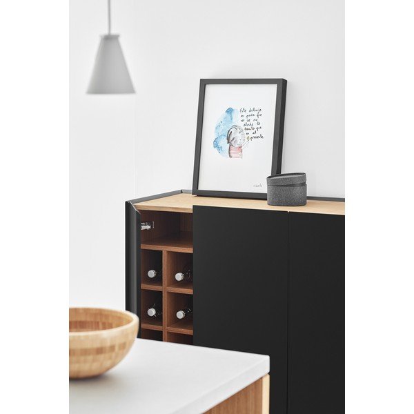 Fekete magas komód tölgyfa dekorral 95x120 cm Arista – Teulat-image-2