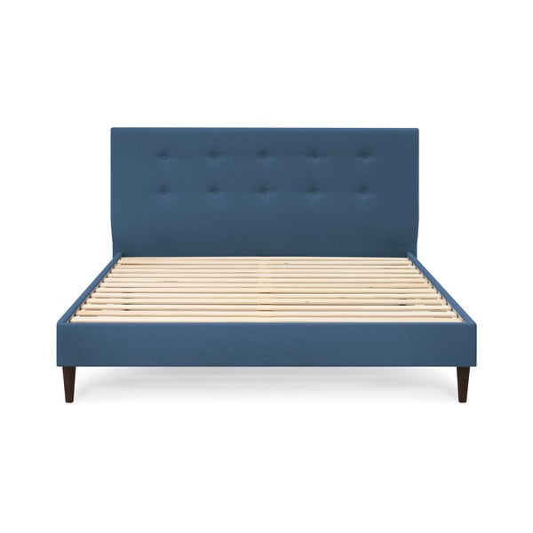 Kék kárpitozott franciaágy ágyráccsal 160x200 cm Rory – Bobochic Paris-image-2