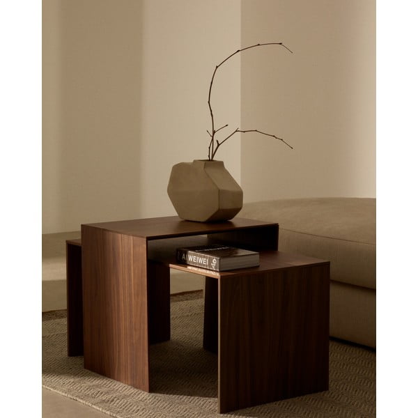 Tárolóasztal diófa dekorral 40x55 cm Litto – Kave Home-image-2