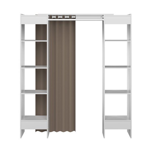 Fehér-világosbarna nyitott ruhásszekrény 185x182 cm Tom – TemaHome-image-3