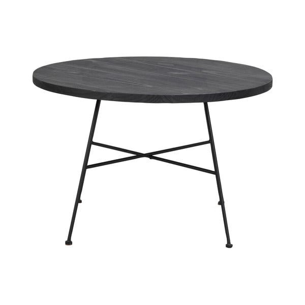Grafton fekete dohányzóasztal borovi fenyőfa asztallappal, ø 70 cm - Rowico