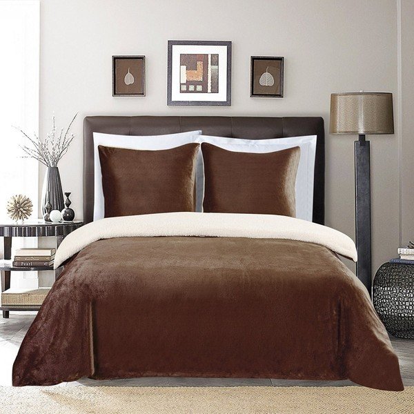 Barna kétszemélyes mikroszálas ágyneműhuzat 200x200 cm Teddy – AmeliaHome-image-1