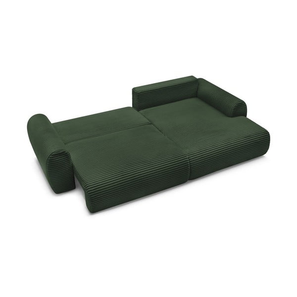 Sötétzöld kordbársony kinyitható sarokkanapé (jobb oldali) Lucien – Bobochic Paris-image-4