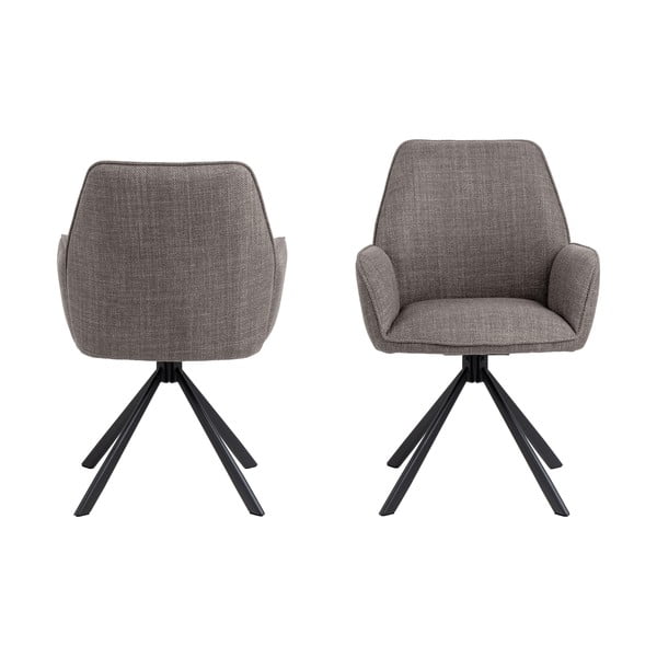 Világosszürke kárpitozott karfás étkezőfotel szett 2 db-os Glenda – Actona-image-2