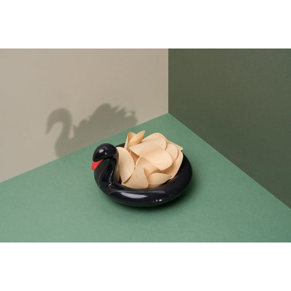 Black Swan fekete kerámia úszótál, 18 x 16 cm - DOIY
