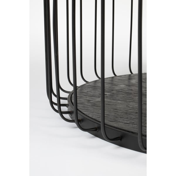 Lance fekete tárolóasztal üveg asztallappal, ø 60 cm - White Label-image-3