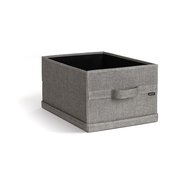 Szürke fedeles textil tárolódoboz 31x41x22 cm Soft Storage Medium – Bigso-image-3