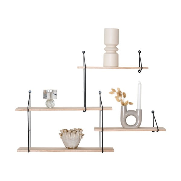 Fekete többszintes polc tömör paulownia fából Harlem Hyde - House Nordic-image-2