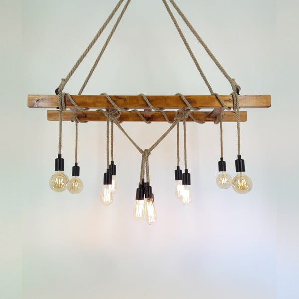 Merdiven mennyezeti lámpa tömör fenyőfából-image-1