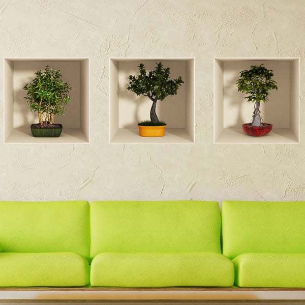 Bonsai Trees 3 db-os 3D hatású falmatrica szett - Ambiance-image-1