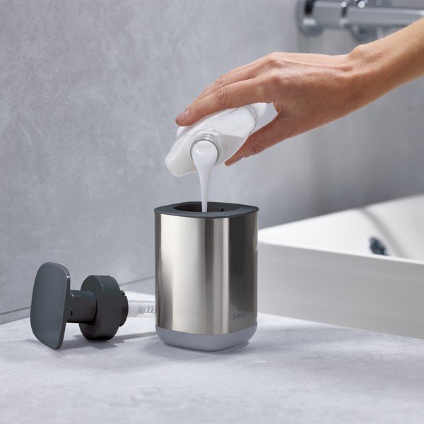 Fényes ezüstszínű rozsdamentes acél szappanadagoló 250 ml Presto Steel – Joseph Joseph-image-4