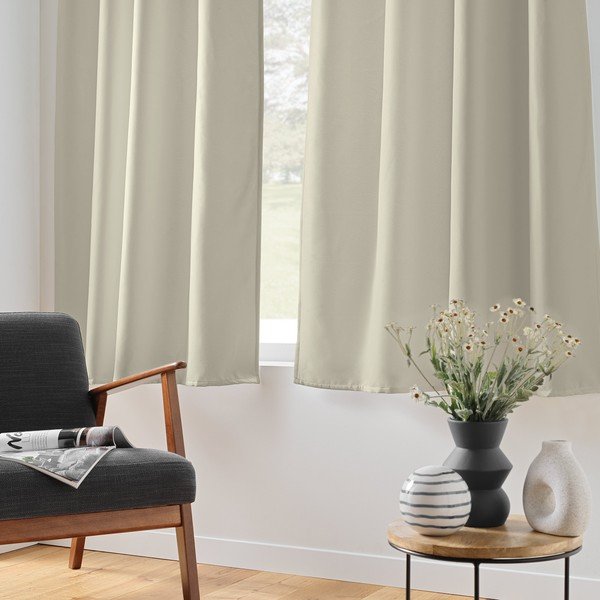 Bézs mikroszálas termo-dimout (részleges sötétítő) függöny 135x180 cm Micropolar – douceur d'intérieur-image-1