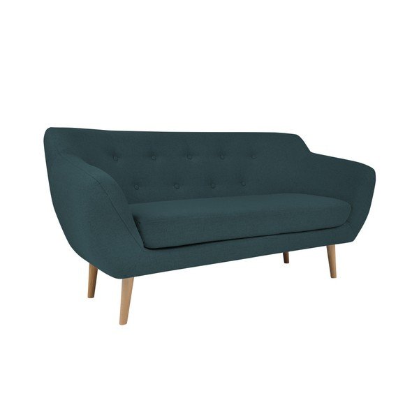 Sicile sötétkék 2 személyes kanapé világos lábakkal - Mazzini Sofas-image-2
