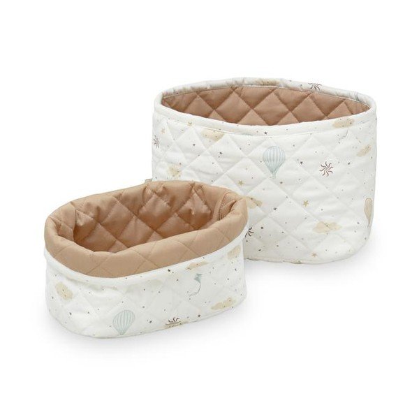 Krémszínű-világosbarna textil játéktároló kosár szett 2 db-os ø 24x17 cm Dreamland/Camel – Cam Cam Copenhagen