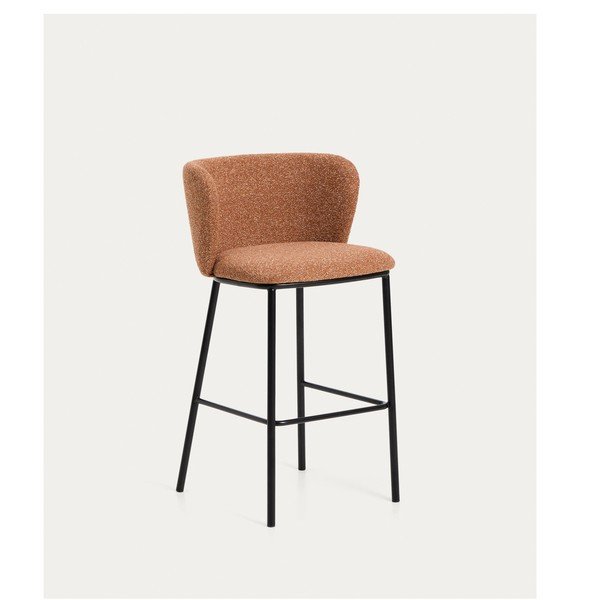 Terrakotta színű kárpitozott bárszék (ülésmagasság 75 cm) Ciselia – Kave Home