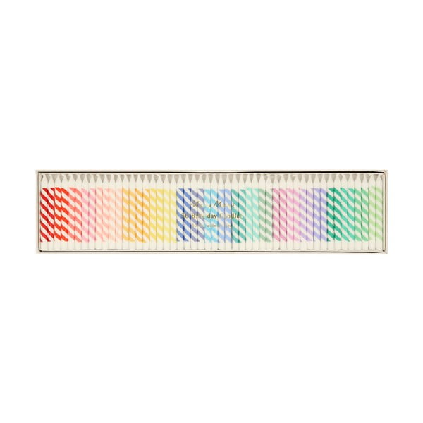 Tortagyertya készlet 50 db-os Rainbow Striped Mini – Meri Meri