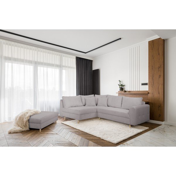 Szürke kordbársony puff Ariella – Ropez-image-1