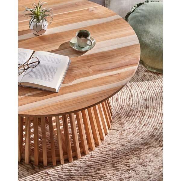 Irune teakfa dohányzóasztal, ⌀ 80 cm - Kave Home-image-3