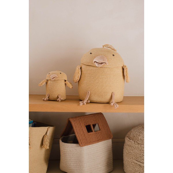Sárga textil játéktároló kosár ø 13x15 cm Mini Charlie the Chicken – Lorena Canals-image-1