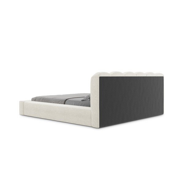 Krémszínű kárpitozott ágyneműtartós franciaágy ágyráccsal 160x200 cm Mano – Makamii-image-4