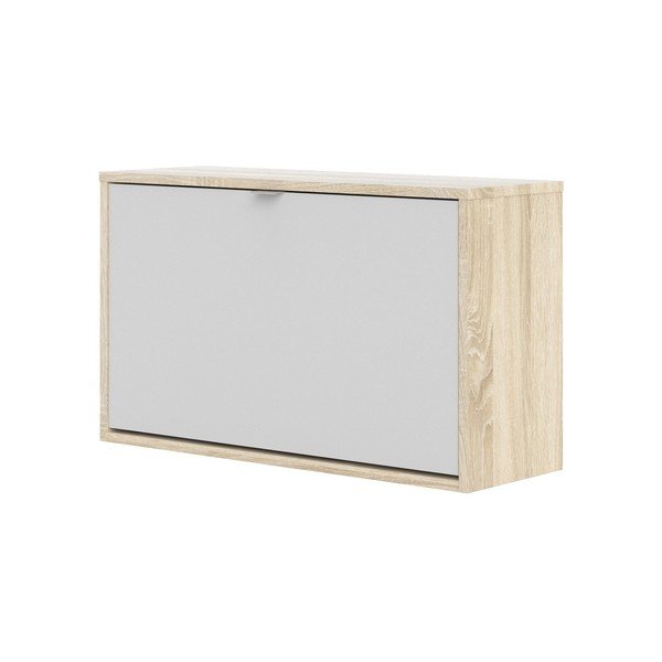 Fehér-natúr színű billenő ajtós függő cipőtartó tölgyfa dekorral Shoes – Tvilum-image-3