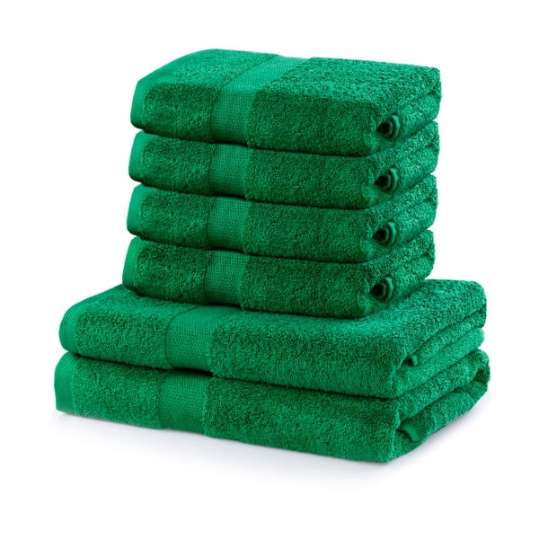 Marina 2 db zöld pamut fürdőlepedő és 4 db törölköző - DecoKing