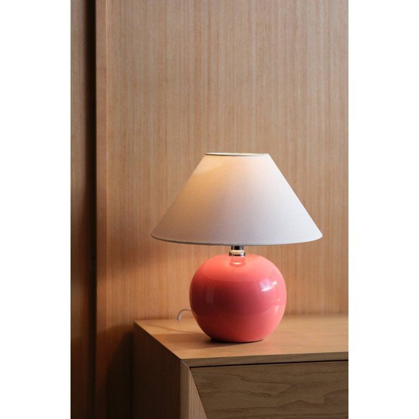 Rózsaszín-krémszínű kerámia asztali lámpa (magasság 29 cm) Karamell – Jotex-image-1