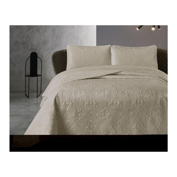 Velvet Clara bézs mikroperkál ágytakaró két párnahuzattal, 250 x 260 cm - Dreamhouse