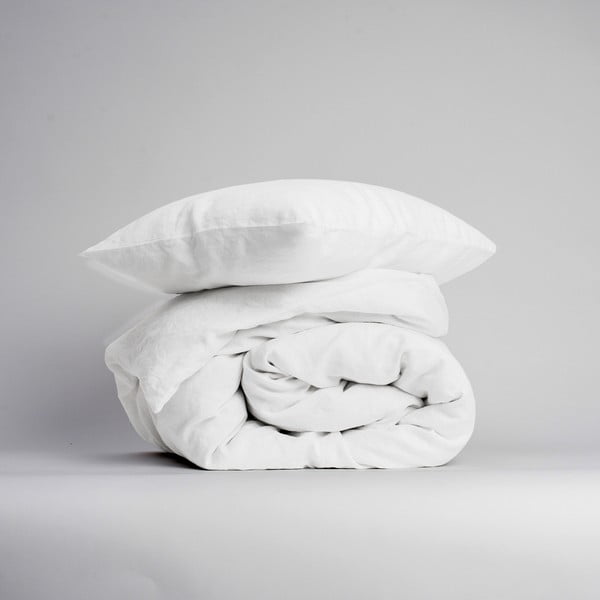 Fehér egyszemélyes lenkeverék ágyneműhuzat 140x200 cm – Linen Tales-image-1