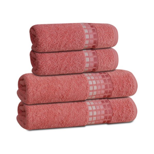 Rózsaszín pamut fürdőlepedő 70x140 cm Darwin – My House-image-2