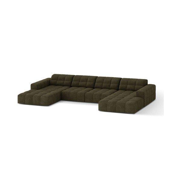 Khaki zsenília (U alakú) sarokkanapé Chicago – Cosmopolitan Design-image-1