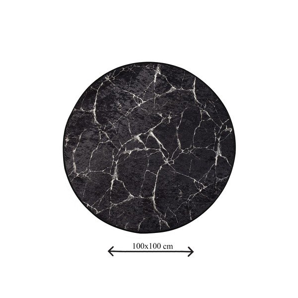 Fekete fürdőszobai kilépő ø 100 cm Marble – Foutastic-image-3