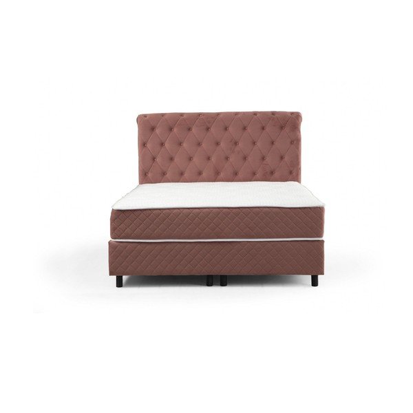 Rózsaszín ágyneműtartós boxspring ágy 140x200 cm Sonata – Kalune Design-image-2