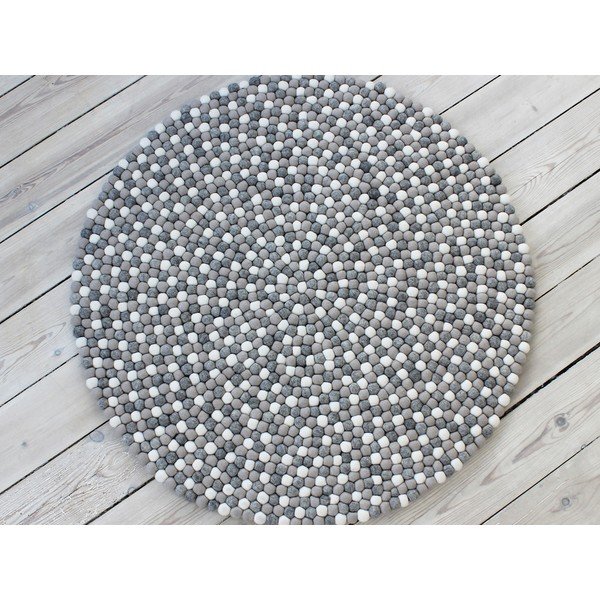 Ball Rugs világosszürke gyapjú golyószőnyeg, ⌀ 120 cm - Wooldot-image-1