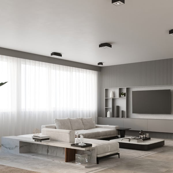 Fekete mennyezeti lámpa fém búrával 24x24 cm Hydra – Sollux-image-2