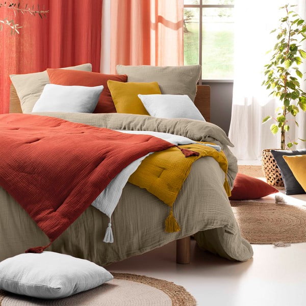 Bézs kétszemélyes-hosszabbított muszlin ágyneműhuzat 240x260 cm Angelia – douceur d'intérieur-image-2