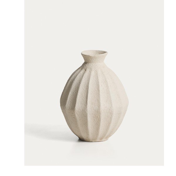 Krémszínű papírmasé kézzel készített-magas váza (magasság 46,5 cm) Arquena – Kave Home