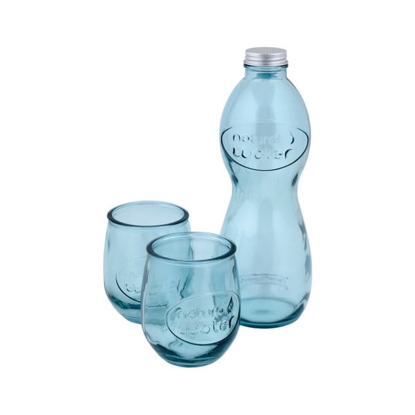 Water palack és 2 pohár újrahasznosított üvegből - Ego Dekor