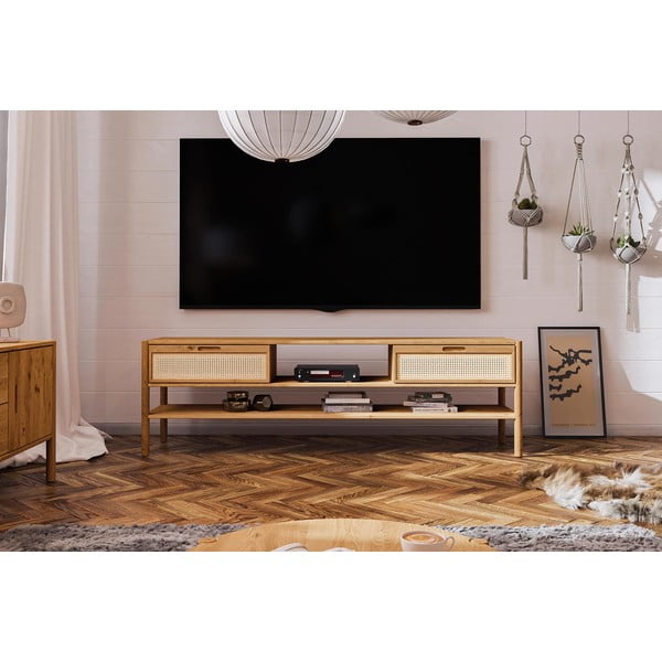 Tölgyfa TV-állvány 204x64 cm Pola - The Beds-image-1