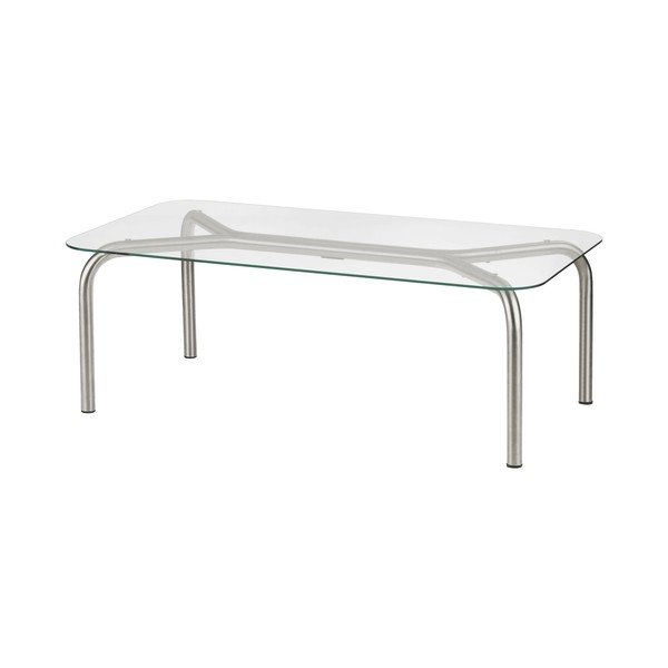 Ezüstszínű dohányzóasztal üveg asztallappal 60x110 cm Uku – noo.ma