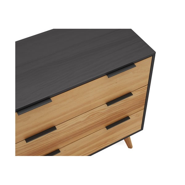 Fekete-natúr színű borovi fenyő magas komód 80x83 cm Lavis – Marckeric-image-1