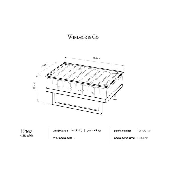 Rhea dohányzóasztal, teakfa részletekkel - Windsor & Co Sofas-image-2