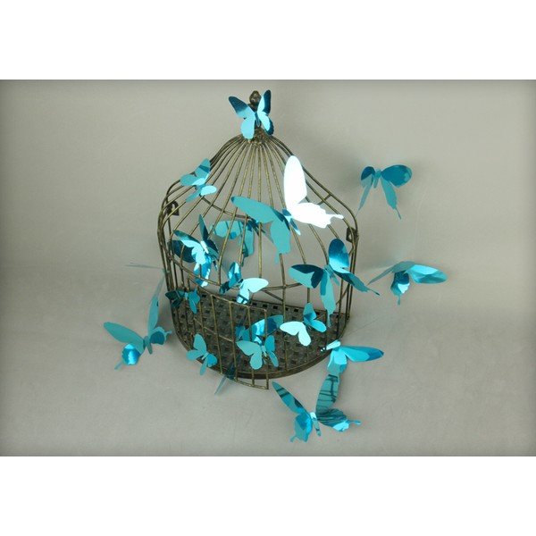 Butterflies 12 db-os kék 3D falmatrica szett - Ambiance-image-1