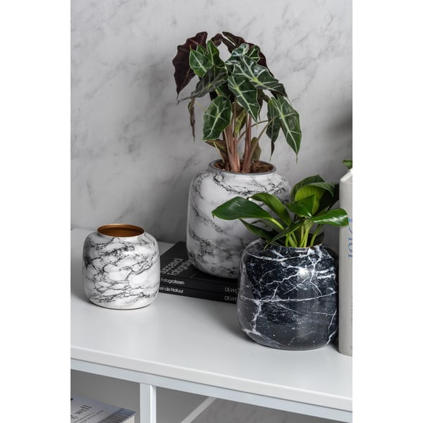 Marble fehér-fekete vas váza, magasság 12,5 cm - PT LIVING-image-3