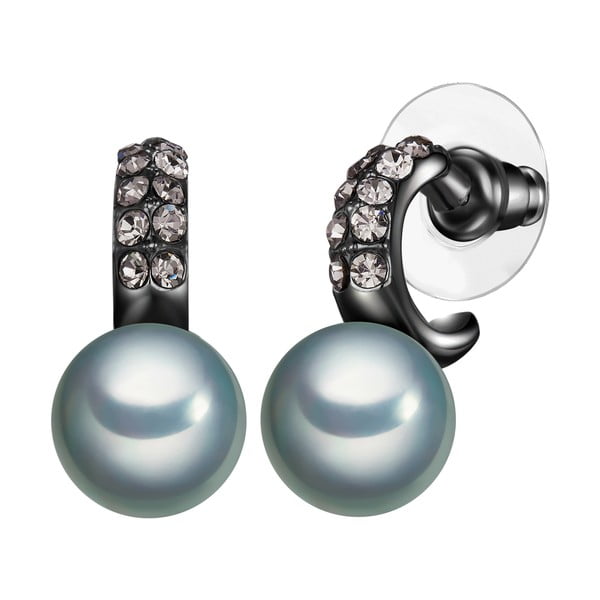 Aso gyöngy fülbevaló antracitszürke gyönggyel, ⌀ 1 cm - Perldesse