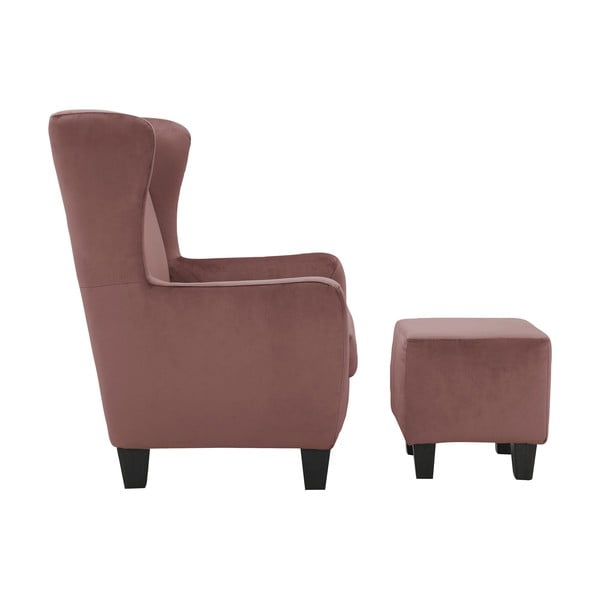 Rózsaszín bársony füles fotel Zhili - Støraa-image-2